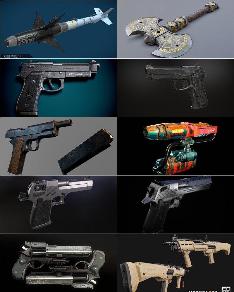 武器枪械游戏资产3D模型合集第3季 PBR Game Weapons Firearms 3D Models Vol.3