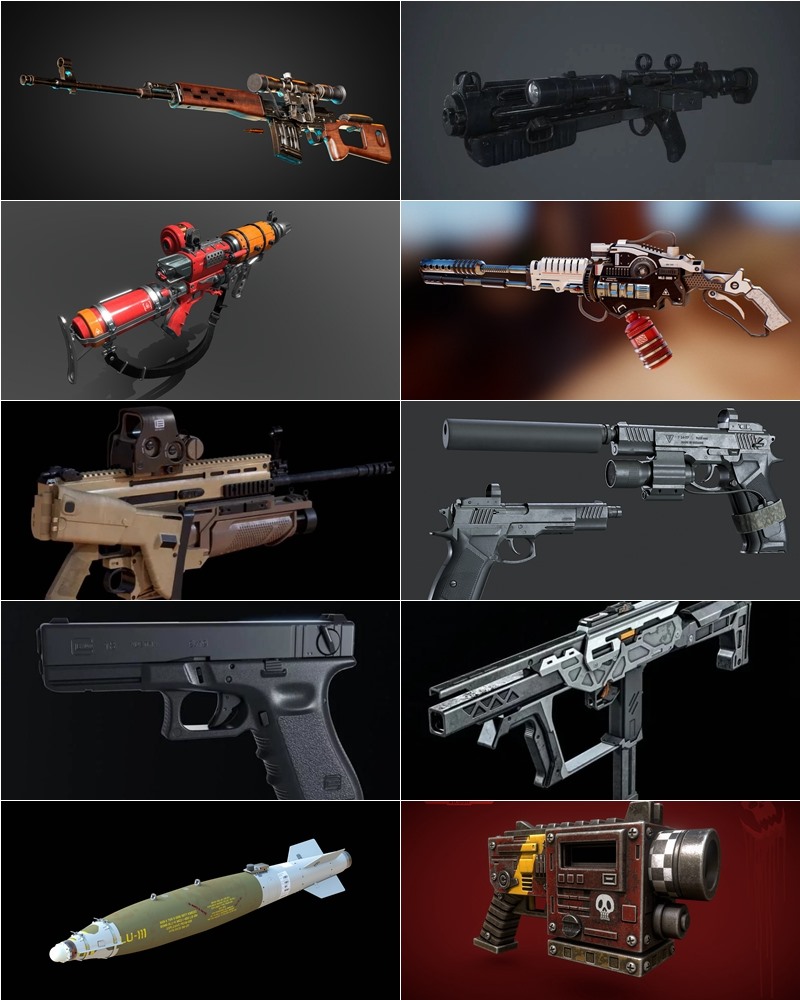 武器枪械游戏资产3D模型合集第3季 PBR Game Weapons Firearms 3D Models Vol.3