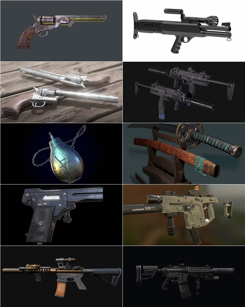 武器枪械游戏资产3D模型合集第3季 PBR Game Weapons Firearms 3D Models Vol.3