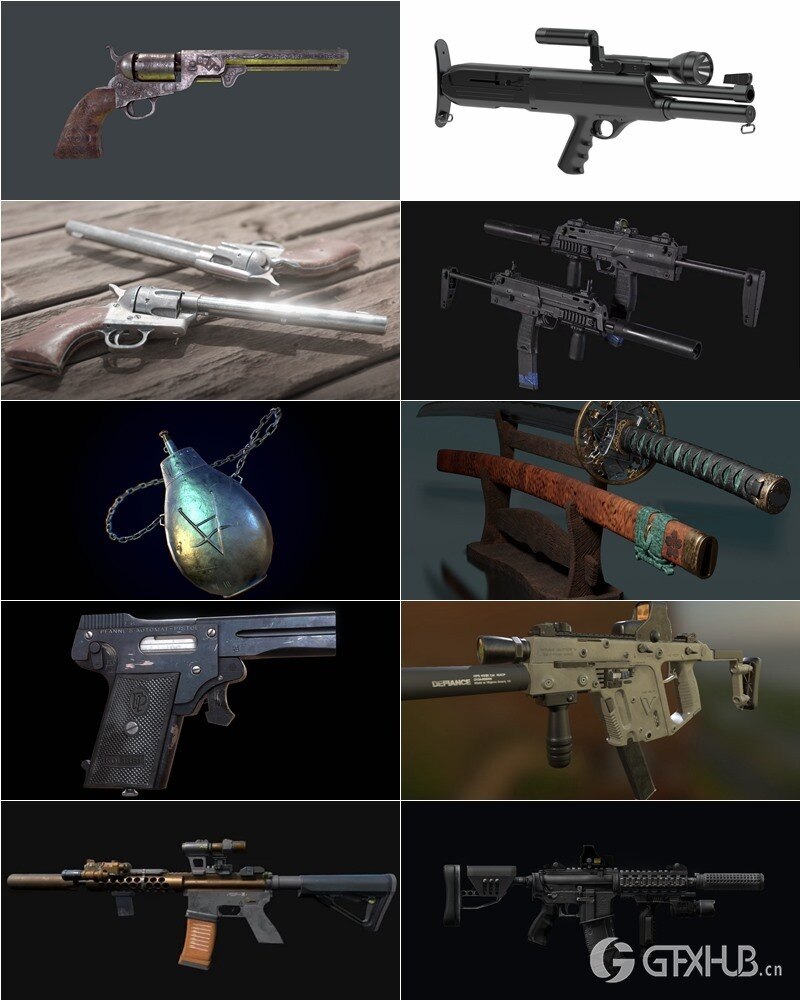 武器枪械游戏资产3D模型合集第3季 PBR Game Weapons Firearms 3D Models Vol.3