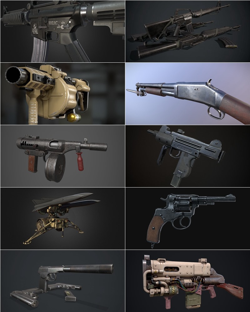 武器枪械游戏资产3D模型合集第3季 PBR Game Weapons Firearms 3D Models Vol.3