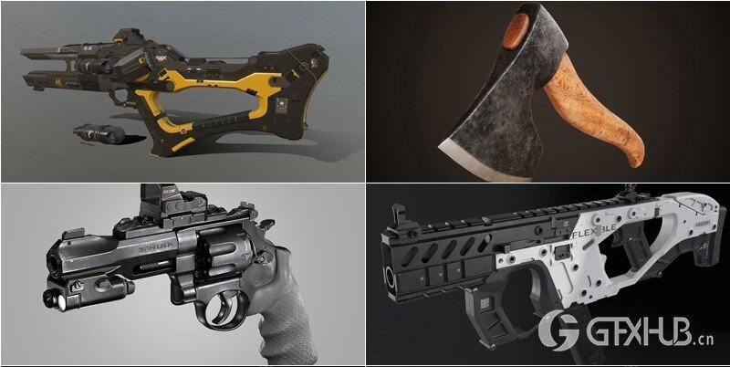 武器枪械游戏资产3D模型合集第3季 PBR Game Weapons Firearms 3D Models Vol.3
