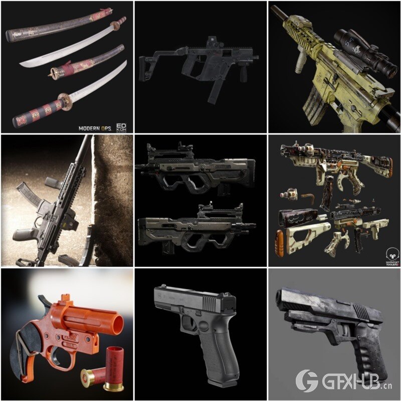 武器枪械游戏资产3D模型合集第3季 PBR Game Weapons Firearms 3D Models Vol.3