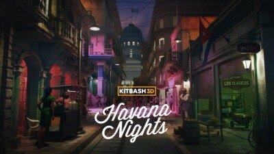 古巴哈瓦那城市楼房建筑3D模型 Kitbash3D – Havana Nights (格式C4D/Blender/FBX/OBJ)