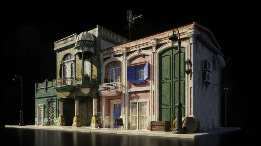 古巴哈瓦那城市楼房建筑3D模型 Kitbash3D – Havana Nights (格式C4D/Blender/FBX/OBJ)