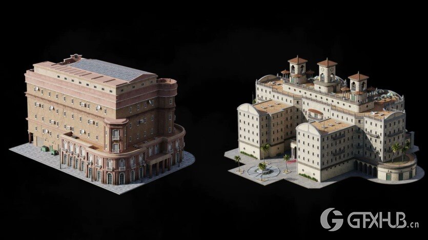 古巴哈瓦那城市楼房建筑3D模型 Kitbash3D – Havana Nights (格式C4D/Blender/FBX/OBJ)