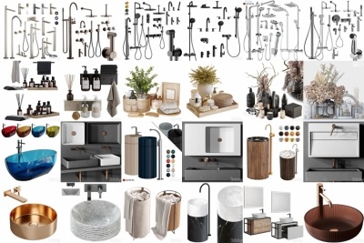 3Dsky Pro 120套卫生间花洒台盆淋浴洗漱用品3D模型合集 2024年4月