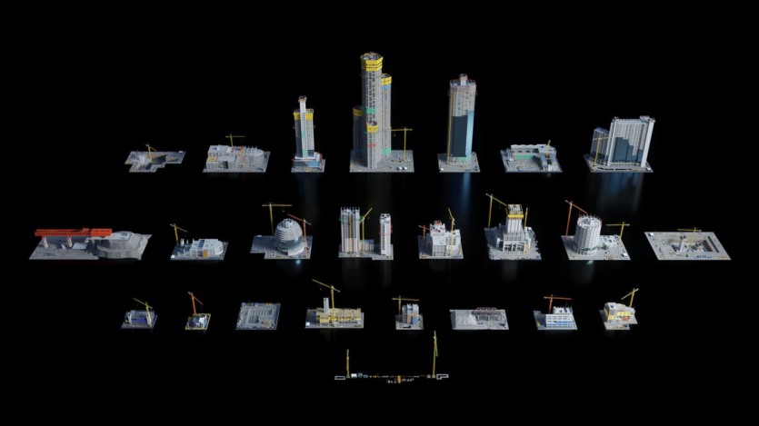 建筑施工铺设道路钢筋浇筑混凝土塔吊3D模型施工套件 Kitbash3D - Construction Zone