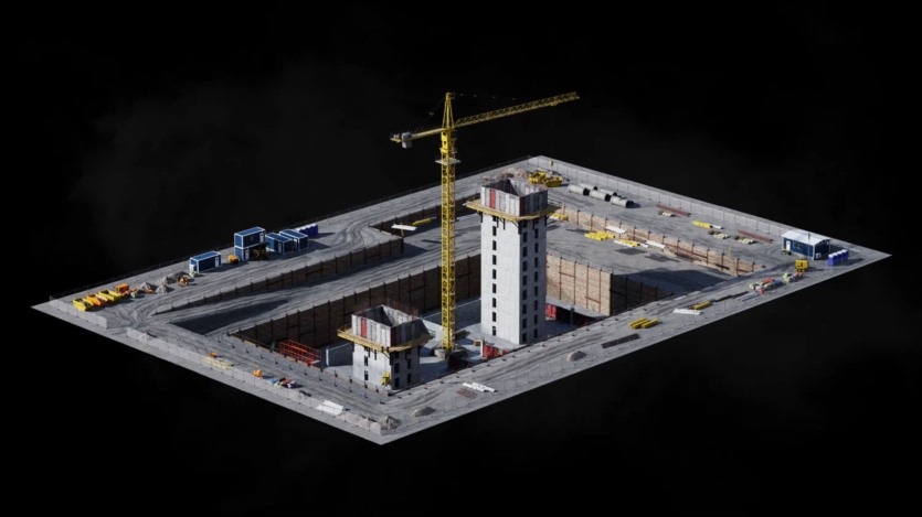 建筑施工铺设道路钢筋浇筑混凝土塔吊3D模型施工套件 Kitbash3D - Construction Zone