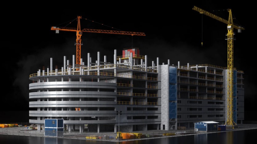 建筑施工铺设道路钢筋浇筑混凝土塔吊3D模型施工套件 Kitbash3D - Construction Zone
