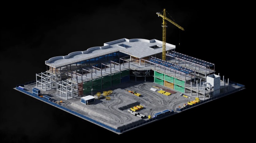 建筑施工铺设道路钢筋浇筑混凝土塔吊3D模型施工套件 Kitbash3D - Construction Zone