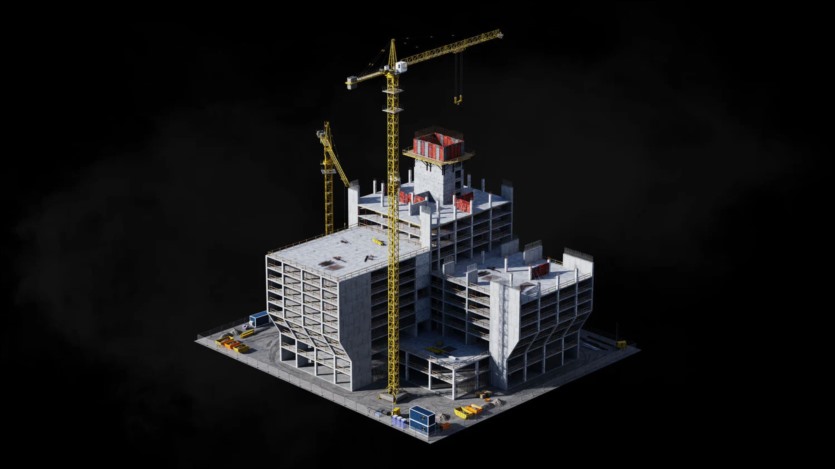 建筑施工铺设道路钢筋浇筑混凝土塔吊3D模型施工套件 Kitbash3D - Construction Zone