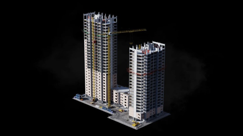 建筑施工铺设道路钢筋浇筑混凝土塔吊3D模型施工套件 Kitbash3D - Construction Zone