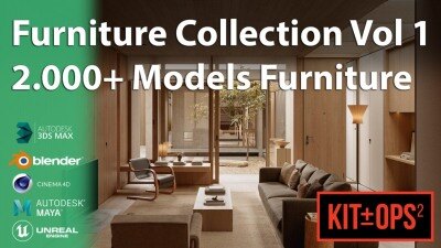 Blender 4000+室内家具3D模型合集 Interior Models 4000+ Models furniture Asset Libraries Vol.1+Vol.3