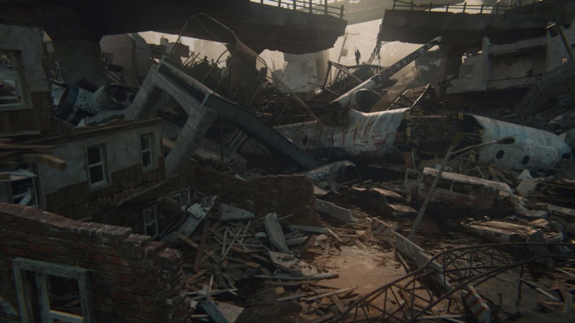 飞机残骸城市楼房建筑倒塌灾难场景3D模型 Kitbash3D - Wreckage