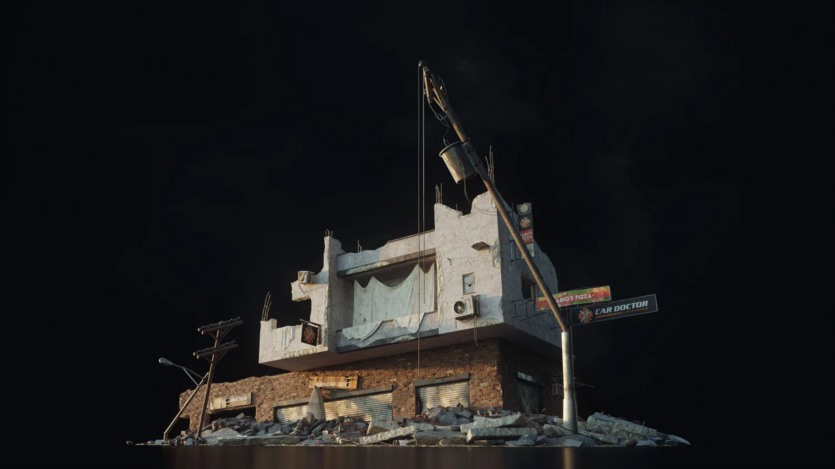 飞机残骸城市楼房建筑倒塌灾难场景3D模型 Kitbash3D - Wreckage