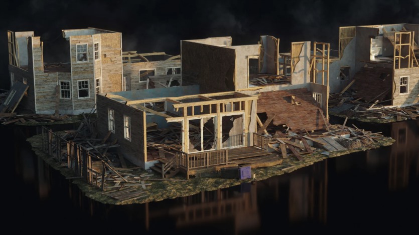 飞机残骸城市楼房建筑倒塌灾难场景3D模型 Kitbash3D - Wreckage