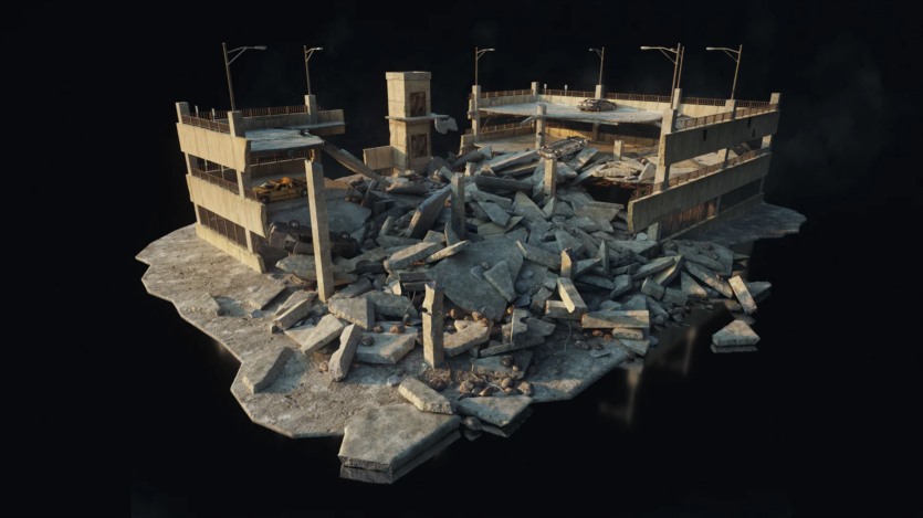 飞机残骸城市楼房建筑倒塌灾难场景3D模型 Kitbash3D - Wreckage