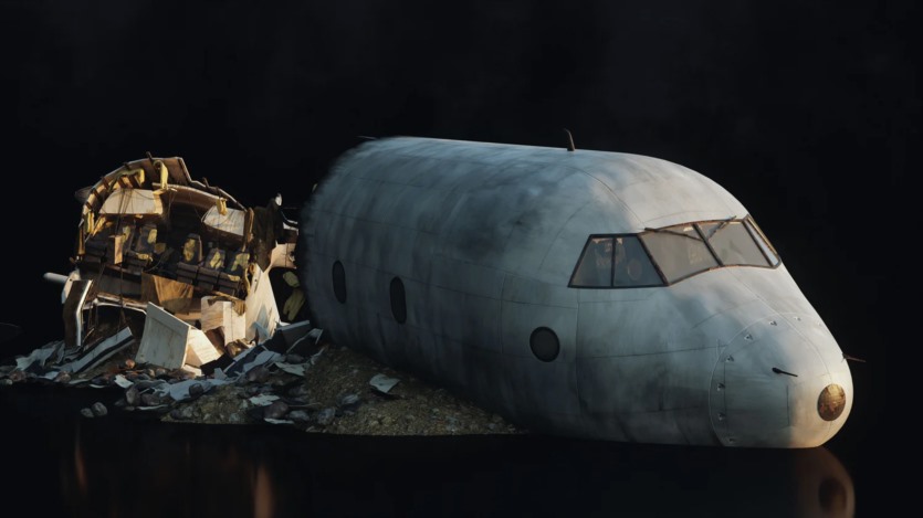 飞机残骸城市楼房建筑倒塌灾难场景3D模型 Kitbash3D - Wreckage
