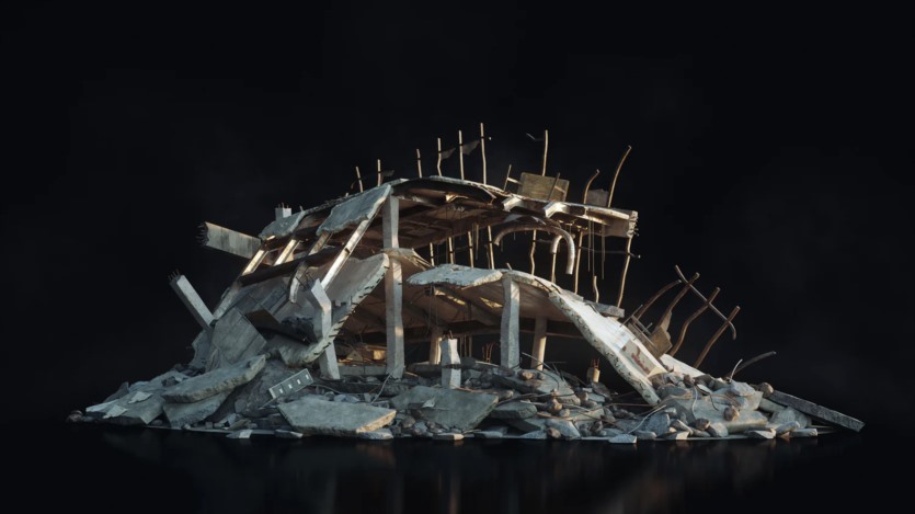 飞机残骸城市楼房建筑倒塌灾难场景3D模型 Kitbash3D - Wreckage