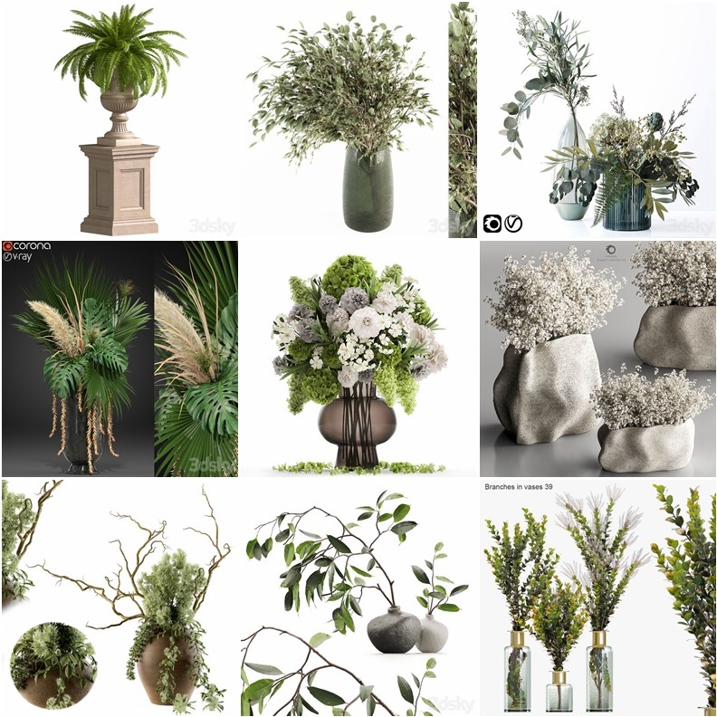 119套植物树木盆栽3D模型合集 3DSky Pro 119 Plants 3D Models Collection