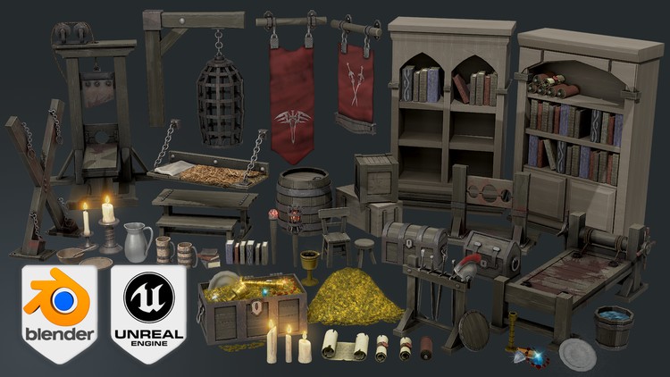 从Blender到Unreal Engine成为地牢道具艺术家 Blender to Unreal Engine Become a Dungeon Prop Artist
