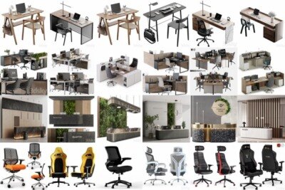 3DSky Pro 电脑桌办公桌办公家具115套3D模型合集