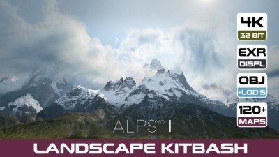 8 LANDSCAPE KITBASH PACK | Alpine mountains Vol.1 8套阿尔卑斯山脉地形景观3D模型 Vol.1