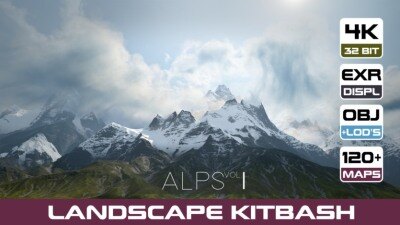 8 LANDSCAPE KITBASH PACK | Alpine mountains Vol.1 8套阿尔卑斯山脉地形景观3D模型 Vol.1