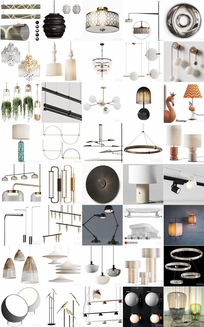 150套高精度灯具3D模型合集 3DSky PRO 150 Lamp 3D model collection