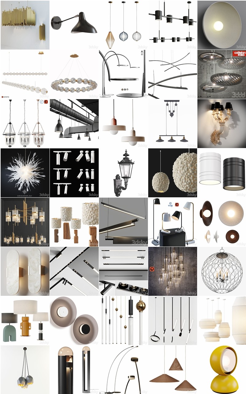 150套高精度灯具3D模型合集 3DSky PRO 150 Lamp 3D model collection