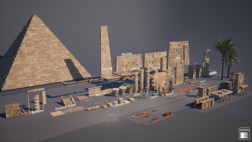 UE虚幻引擎法老的遗产埃及神庙超级包资产 Unreal Engine Pharaoh's Legacy Egyptian Temple Megapack