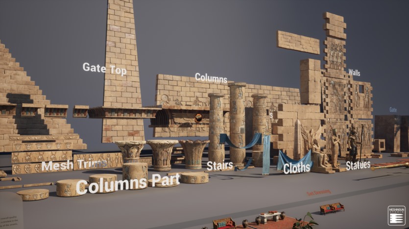 UE虚幻引擎法老的遗产埃及神庙超级包资产 Unreal Engine Pharaoh's Legacy Egyptian Temple Megapack