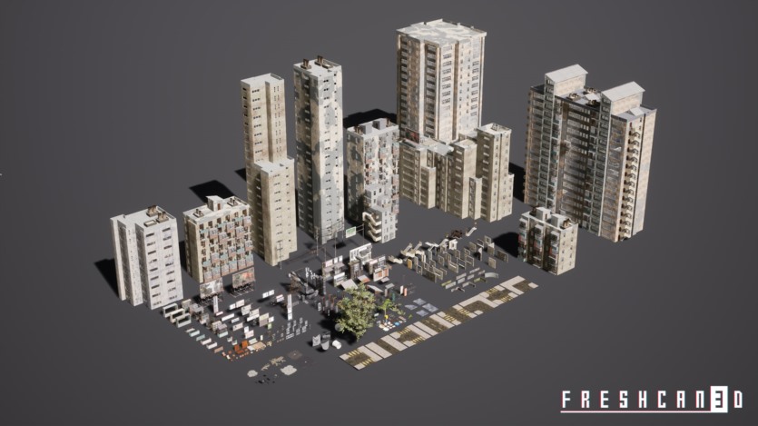 UE虚幻引擎废弃城市环境资产 Abandoned Post Apocalyptic City Pack 4.27