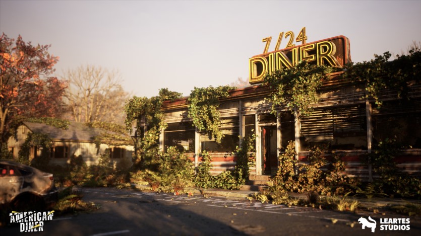 UE虚幻引擎 后世界末日美式餐厅环境 (外部 + 内部，餐厅) Post-Apo American Diner Environment