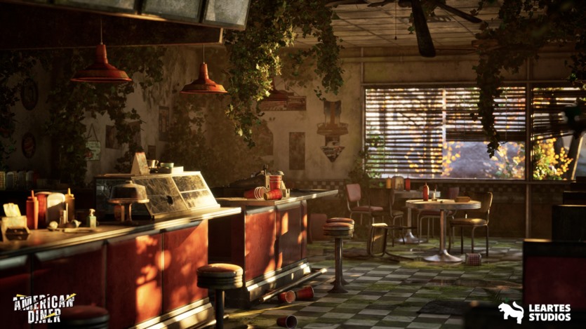 UE虚幻引擎 后世界末日美式餐厅环境 (外部 + 内部，餐厅) Post-Apo American Diner Environment