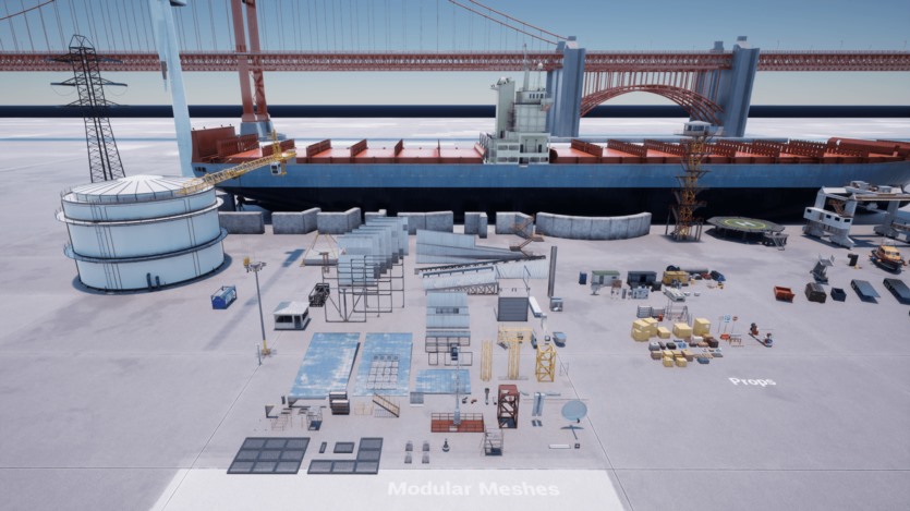 UE虚幻引擎 航运港口码头环境模块化资产 Hawknest - Shipping Port (Modular)