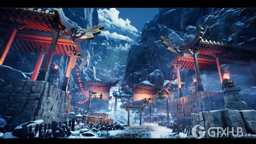 东方风格山神庙的模块化套件和地形植物包UE资产 Mountain Temple Modular Kit