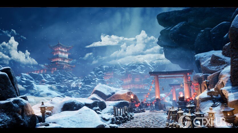 东方风格山神庙的模块化套件和地形植物包UE资产 Mountain Temple Modular Kit