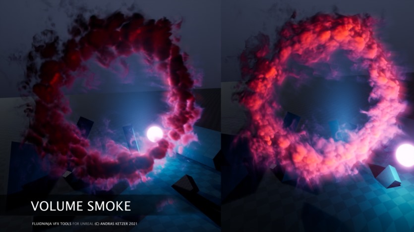 UE虚幻引擎风格化逼真的火焰烟雾和云朵实时流体模拟资产 Fluid Ninja VFX Tools