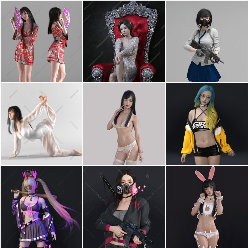 79个3DMax性感女性人物3D模型合集