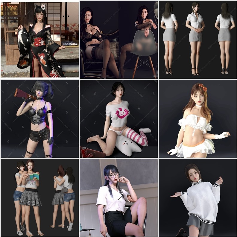 79个3DMax性感女性人物3D模型合集
