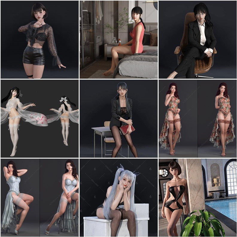 79个3DMax性感女性人物3D模型合集