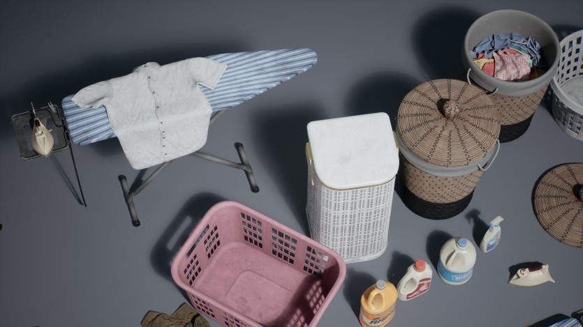 UE游戏家庭洗衣纳米机器人和低多边形道具集合 Laundry VOL.2 - Home Laundry Nanite and Low Poly UE5.1