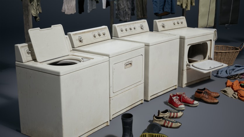 UE游戏家庭洗衣纳米机器人和低多边形道具集合 Laundry VOL.2 - Home Laundry Nanite and Low Poly UE5.1