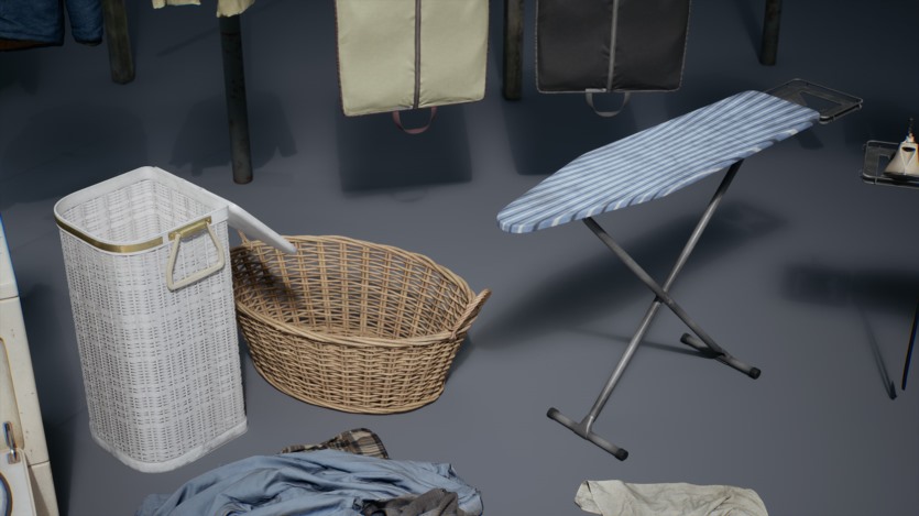 UE游戏家庭洗衣纳米机器人和低多边形道具集合 Laundry VOL.2 - Home Laundry Nanite and Low Poly UE5.1
