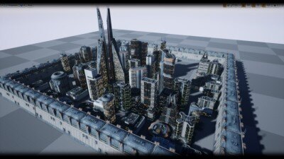 UE低多边形现代/科幻建筑模型资产 Low Poly Modern SciFi Building Models