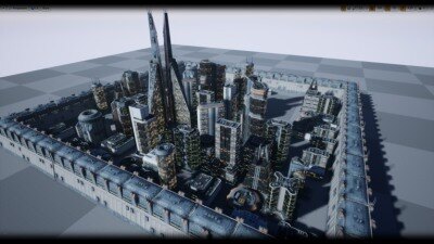 UE低多边形现代/科幻建筑模型资产 Low Poly Modern SciFi Building Models