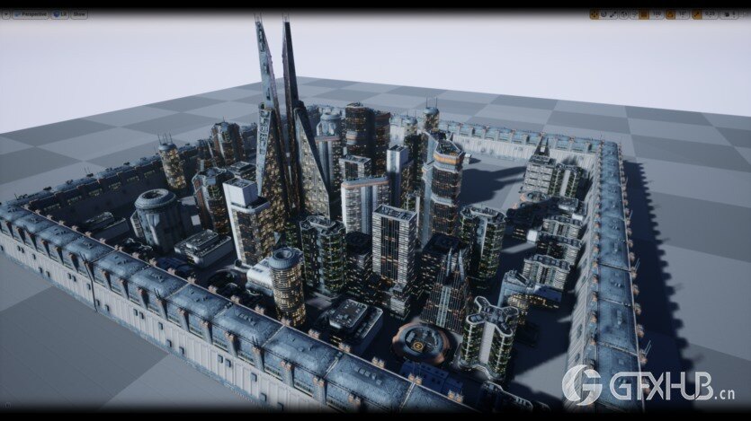 UE低多边形现代/科幻建筑模型资产 Low Poly Modern SciFi Building Models