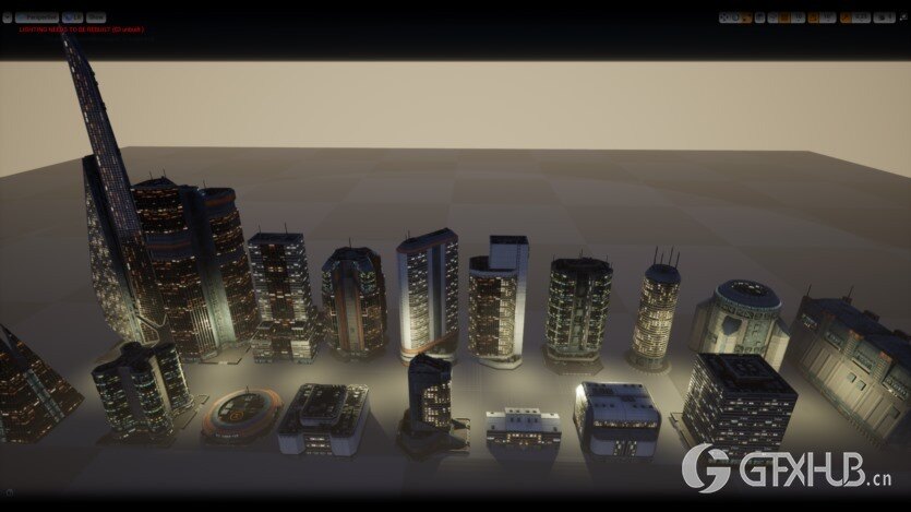 UE低多边形现代/科幻建筑模型资产 Low Poly Modern SciFi Building Models